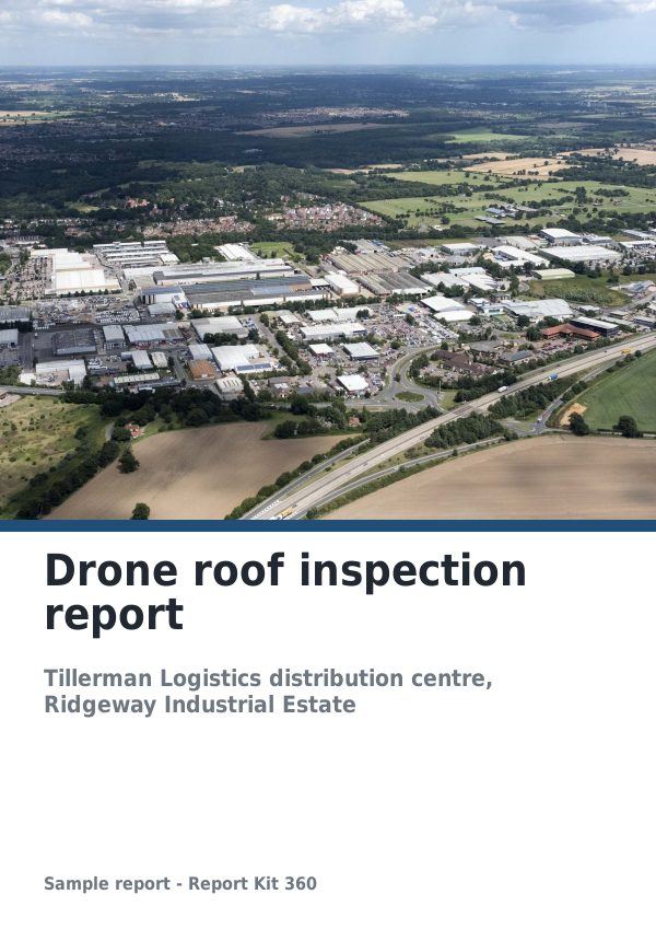 Cover of the sample drone roof inspection report produced in Report Kit 360