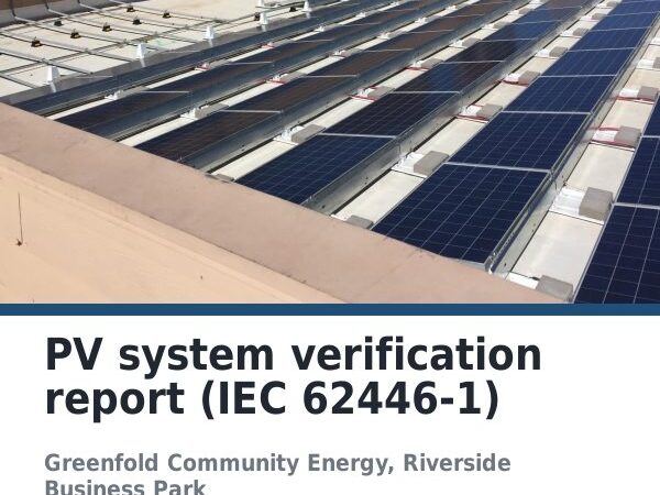 Cover of the sample pv system verification report (iec 62446-1) produced in Report Kit 360