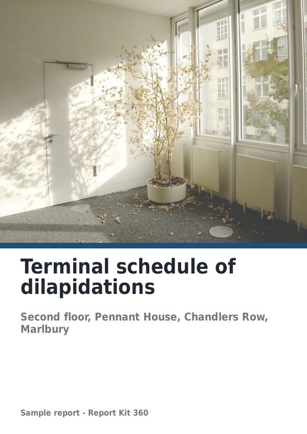 Cover of the sample terminal schedule of dilapidations produced in Report Kit 360