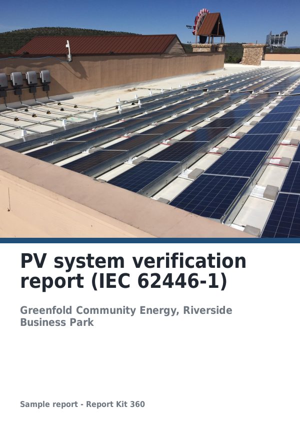 PV system verification report (IEC 62446-1) sample report cover
